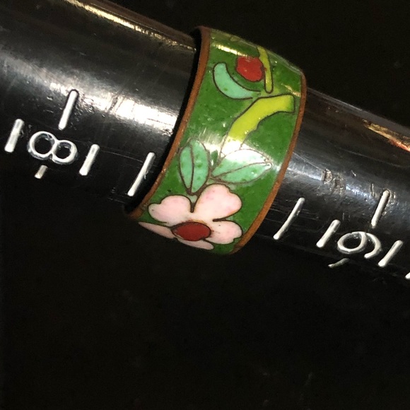 Vintage Wide Band Cloisonné Ring - Picture 6 of 11